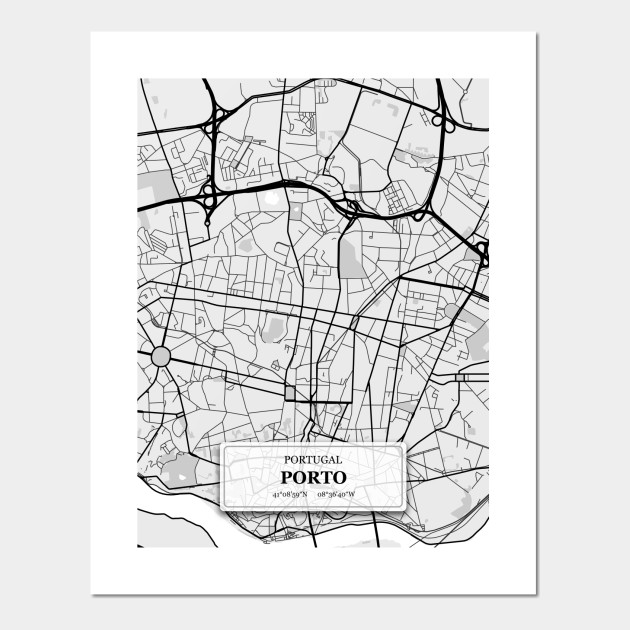 Porto Portugal City Map With Gps Coordinates Porto Portugal Poster Und Kunst Teepublic De