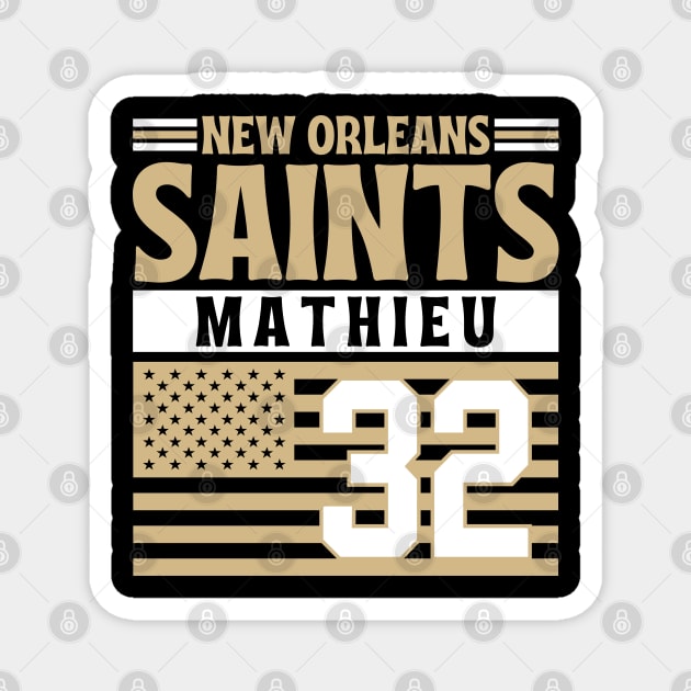 New Orleans Saints Mathieu 32 American Flag Football Magnet by Astronaut.co