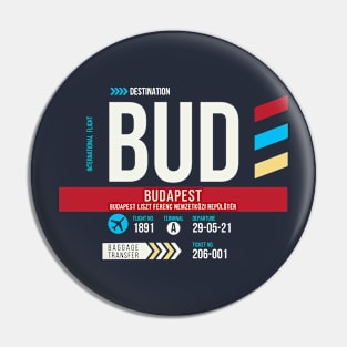 Budapest (BUD) Airport Code Baggage Tag Pin