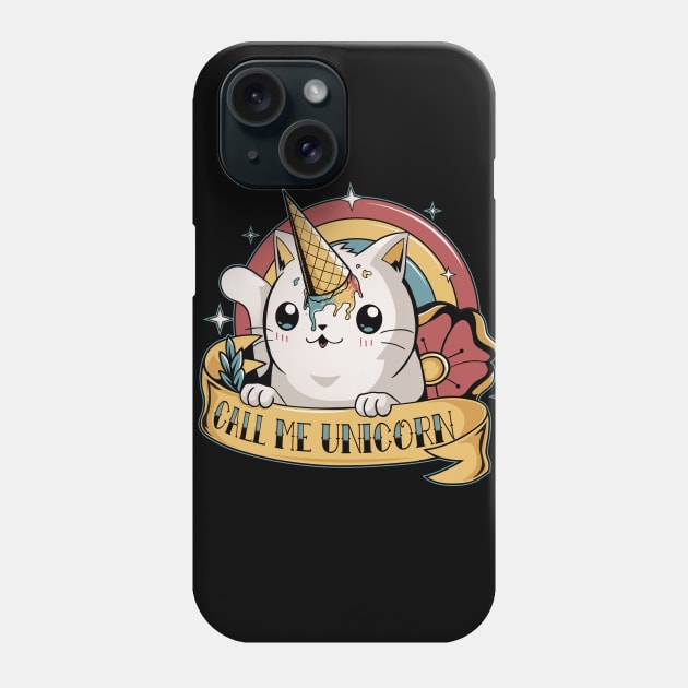 Cat Unicorn Rainbow - Cute Tattoo Phone Case by Typhoonic