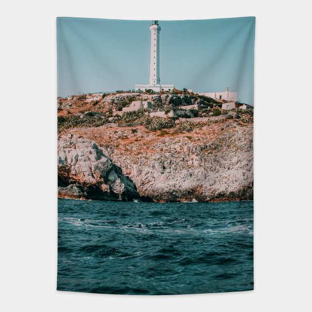 Italy Coast Seashore Lighthouse Tapestry by Luigi Veggetti