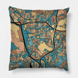 Glendale Map Pattern in Mid Century Pastel Pillow