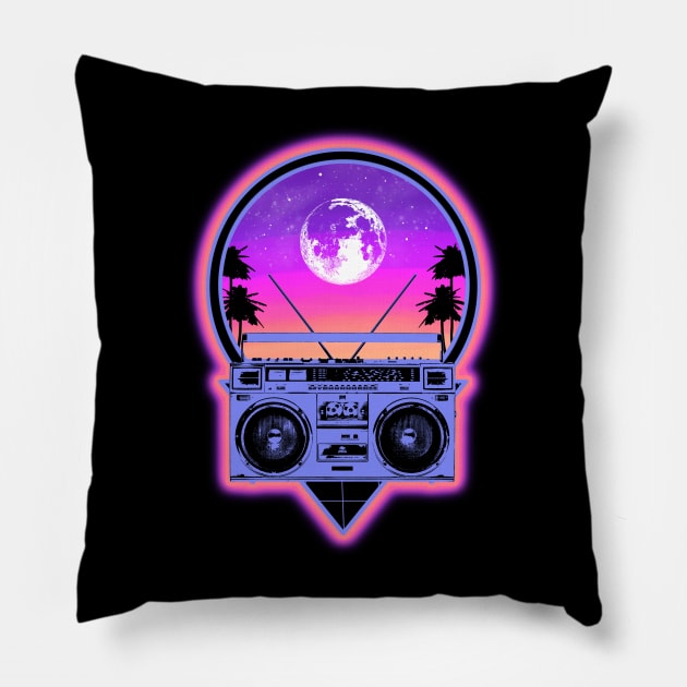 Retro Boombox - summer vibes music Pillow by Duckfieldsketchbook01