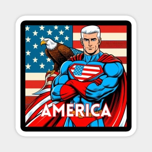 America Patriotic Comic Book Superhero Bald Eagle July 4th Magnet