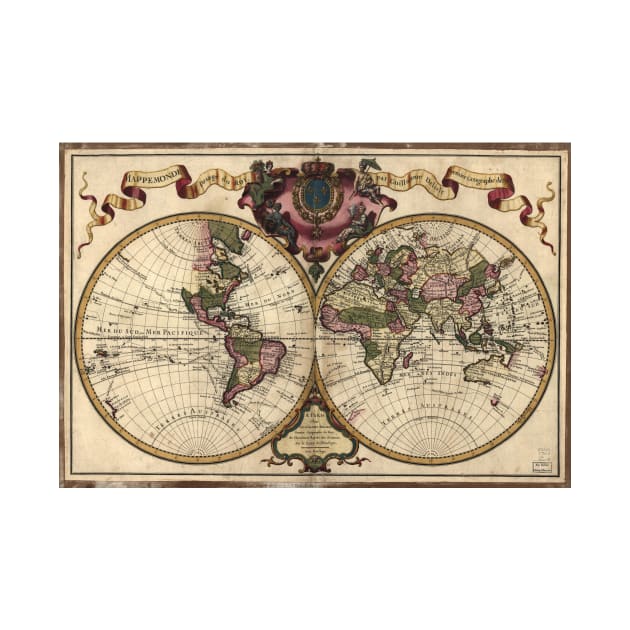 Vintage Map of The World (1720) by Bravuramedia