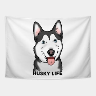 Husky Life Smiling Husky Dog Tapestry