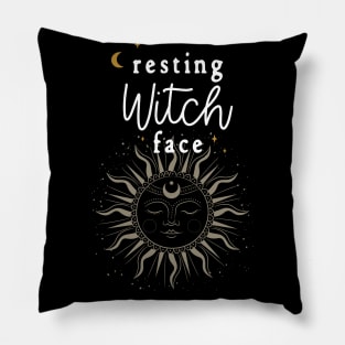 Resting Witch Face, Funny Pagan Wicca Magic Lovers Pillow