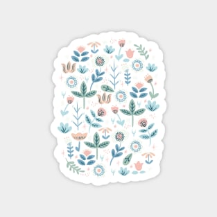 Folk Florals in Blue Magnet