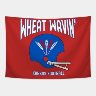 Wheat Wavin KU Football Red Tapestry