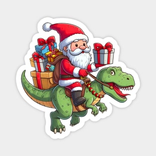 Santa Claus Riding T-REX Magnet