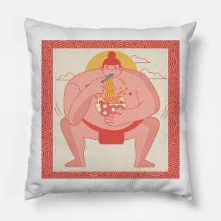 Sumo eating ramen Pillow