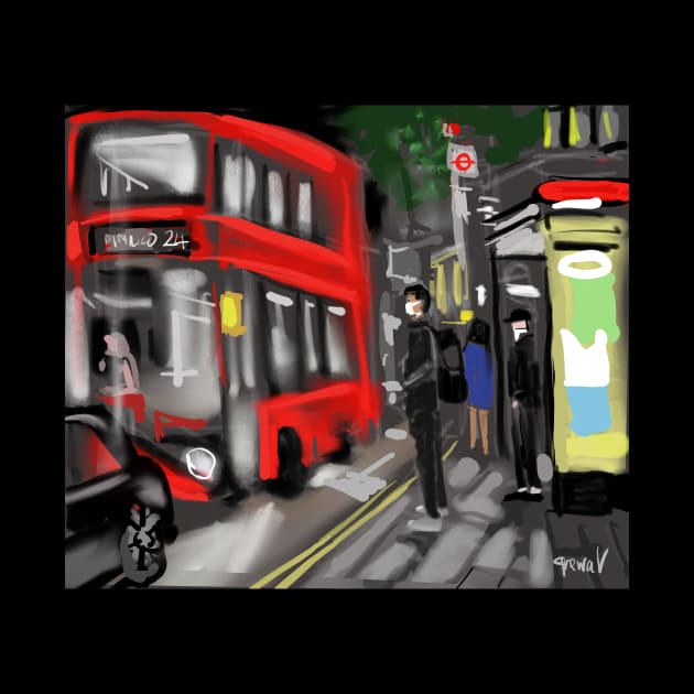 London Bus Stop by sukhpalgrewal