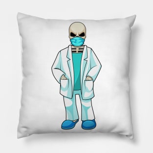 Skeleton as Doctor with Face mask Pillow