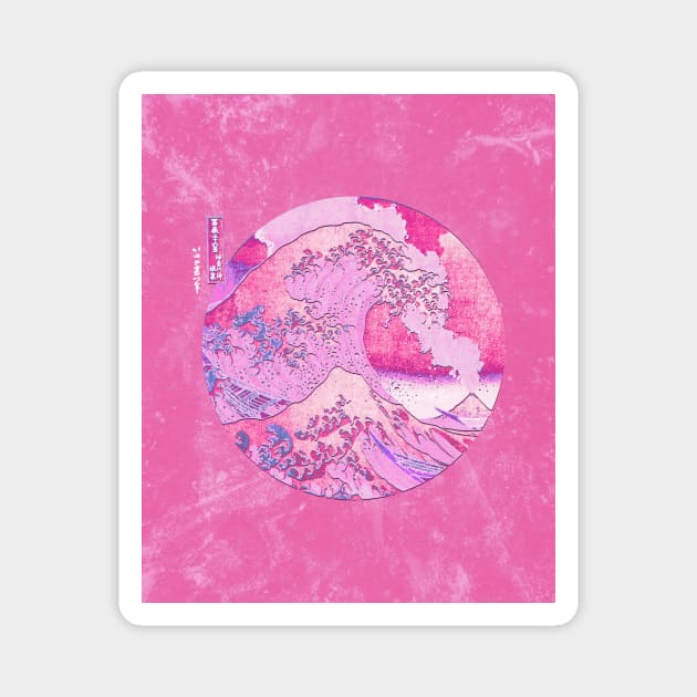 The Great Wave Pink Eruption Magnet by tonylonder