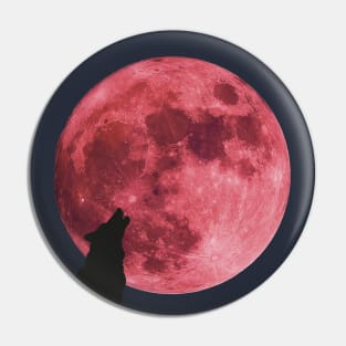 super pink moon wolf Pin