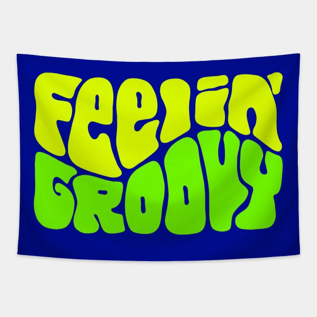 Feelin' Groovy Colorful Word Art Tapestry by Slightly Unhinged