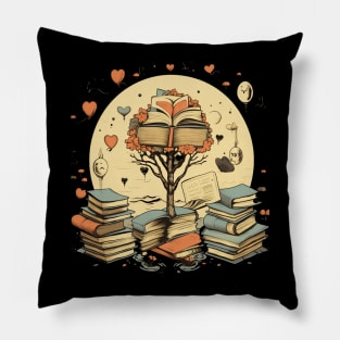 Tree growing from a book Gift for Bookworm Pillow