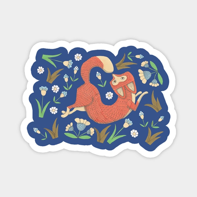 Fox Trot, through the garden. Magnet by krisevansart