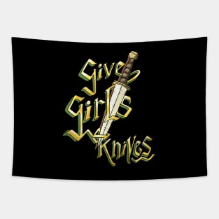 Give Girls Knives! gold & dagger. Tapestry