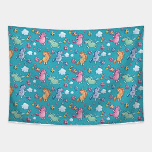 Whimsical Unicorn and Flowers Pattern Tapestry