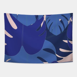 Blue monstera Tapestry