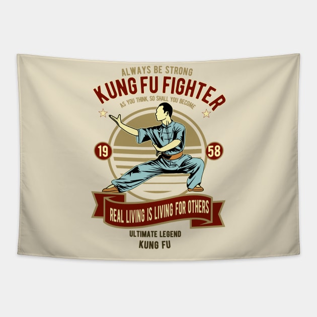 Vintage Kung Fu Fighter Tapestry by RockabillyM