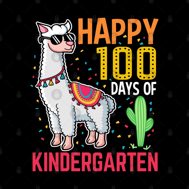 Llama Happy 100 Days Of Kindergarten Students Teacher by HCMGift