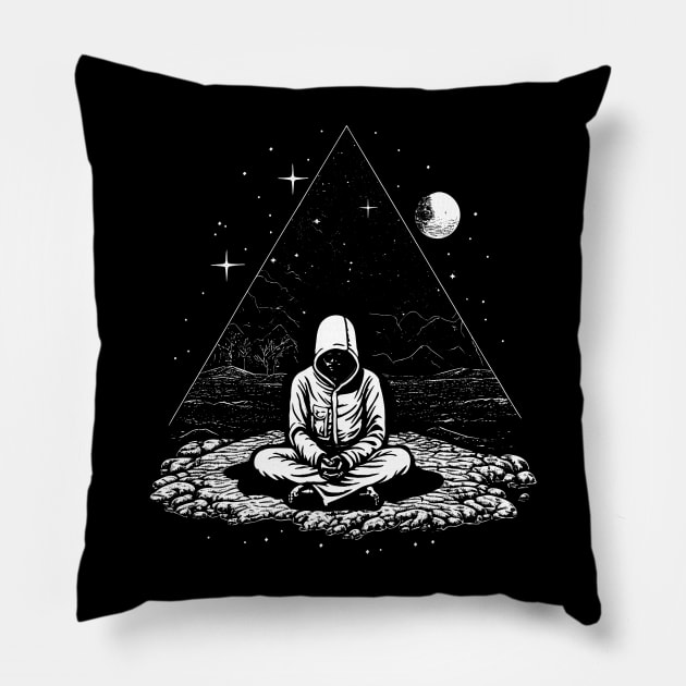 Esoteric Metaphysical Pyramid Meditation Illustration Tee: Spiritual Awakening Shirt Pillow by Soulphur Media