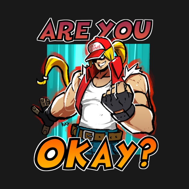 Terry Bogard T-shirt (Are you ok?) by Black Star Art Guild