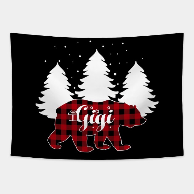 Buffalo Red Plaid Gigi Bear Matching Family Christmas Tapestry by Kagina