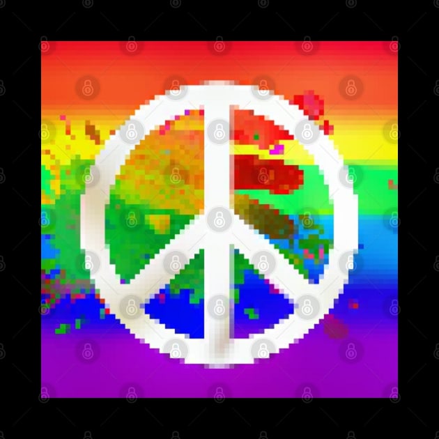 Rainbow Peace sign Glitch 2 by Seattle Emo Apparel