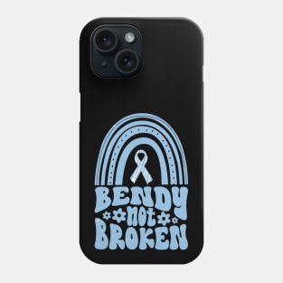 Ehlers-Danlos Syndrome Awareness Ribbon: Bendy Not Broken Blue Boho Rainbow Phone Case