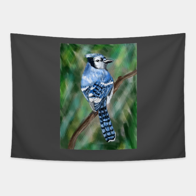 Blue Jay Tapestry by hannahnking