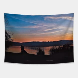 Romantic Sunset landscape lake photography Tapestry