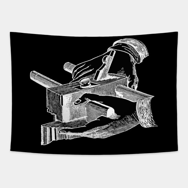 Woodworker Hand Plow Plane Tapestry by MerchByToolemera