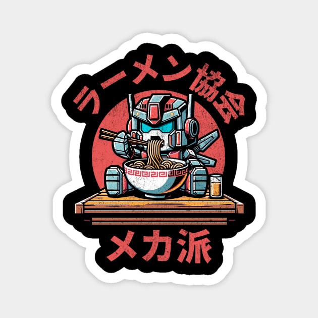 Kawaii Anime Mech Eating Ramen T-Shirt: Adorable Mech Noodle Enthusiast Magnet by Designed By Marty