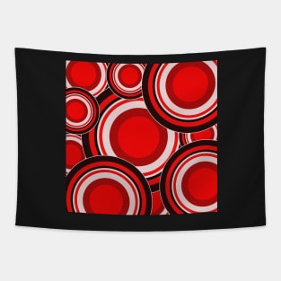 red white and black geometric pop art circle pattern Tapestry