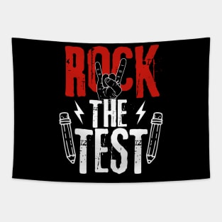 Retro Metal Rock The Test Day Funny Hand Sign Exam Testing Tapestry