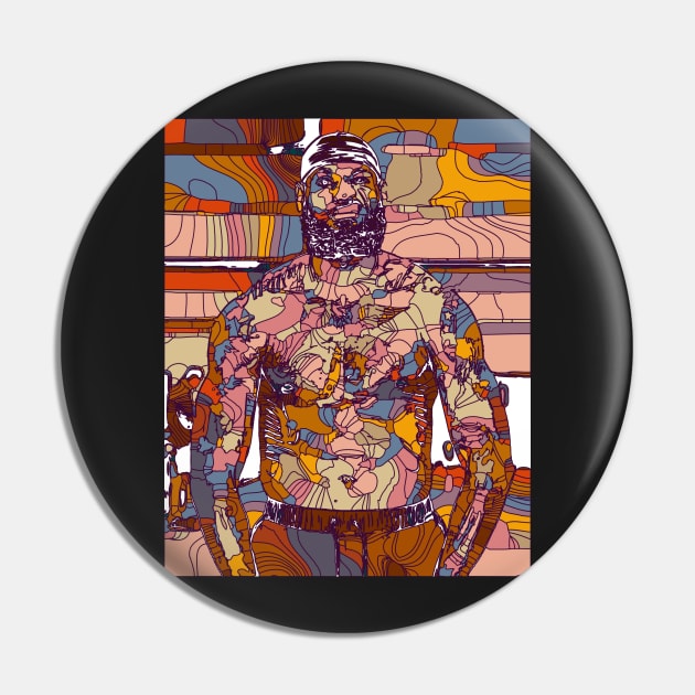 Shirtless Lebron James Geometric Art Pin by Playful Creatives