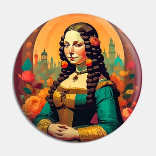 Colored Floral Monalisa Pin