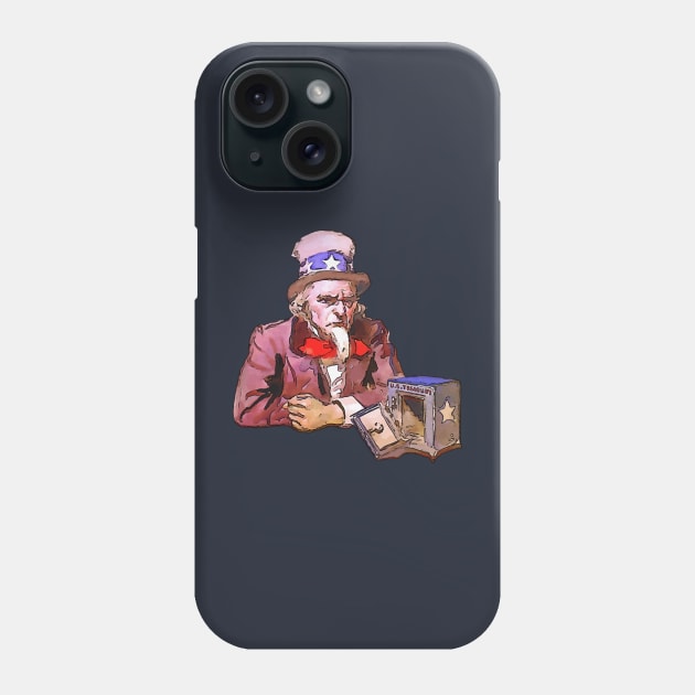 Uncle America With Empty Treasury Black Outline Art Phone Case by taiche