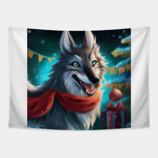 Cute Alpha Wolf Drawing Tapestry