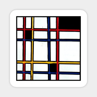 Mondrian Inspired Linework Geometric Abstract Acrylic Painting II Magnet