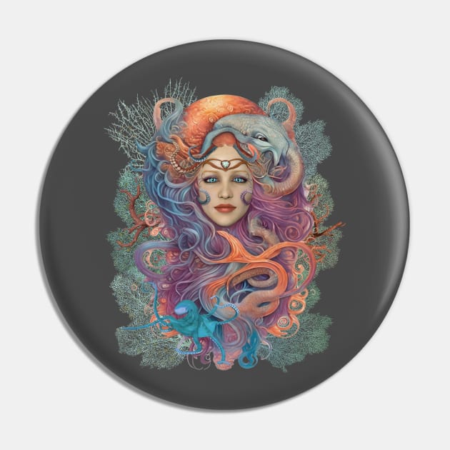 Cephalopod Mermaid Queen Pin by 2HivelysArt