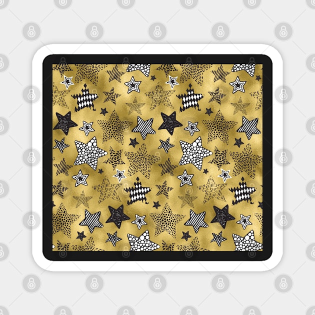 Whimsical Stars on Gold Glimmer Background Magnet by machare