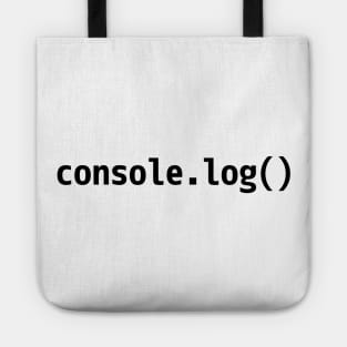 console.log() - JavaScript/Web Developer Black Text Design Tote