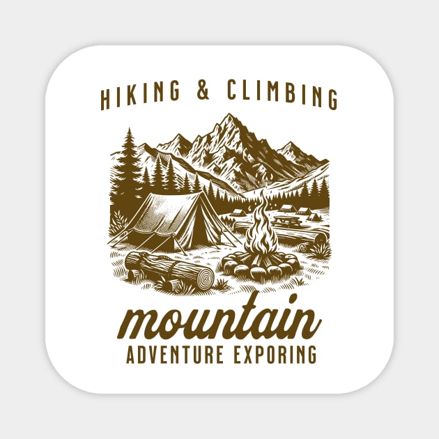 hiking and climbing mountain adventure Magnet by Dracoola