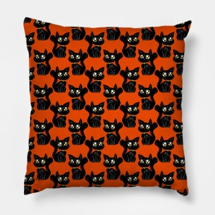 Big Eyed Black Cat Pattern Pillow