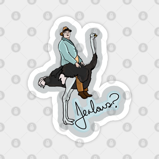 Jealous? Man on Ostrich Magnet by Sparkleweather