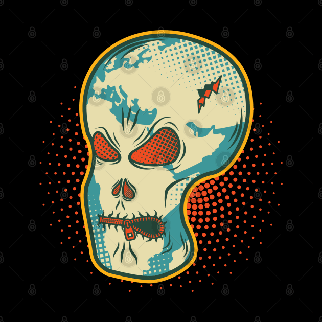 Speak Up! Earth Skull - Retro Colors by dkdesigns27